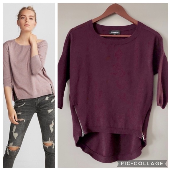 Express purple hi lo side zipper sweater - Picture 3 of 6